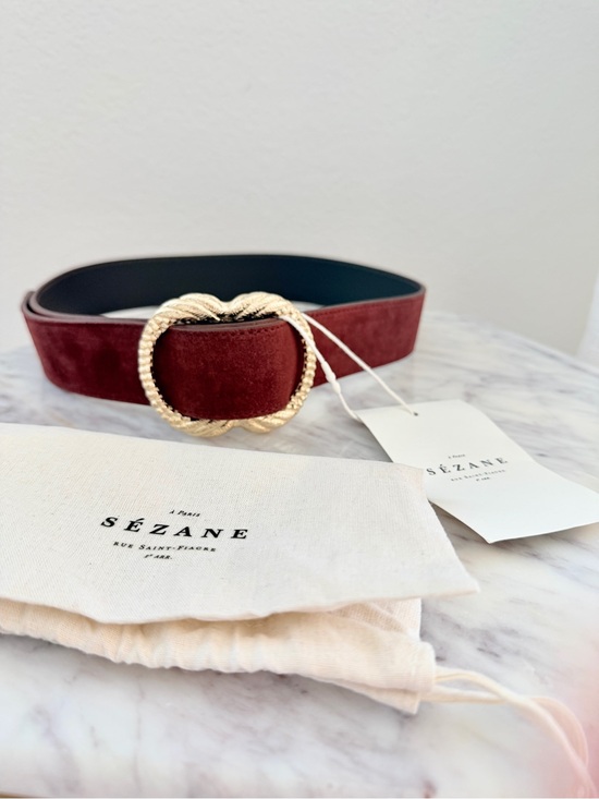 Sezane Accessories - ♥️ SÉZANE Artemis Belt Mahogany Reddish Brown Suede Leather 80